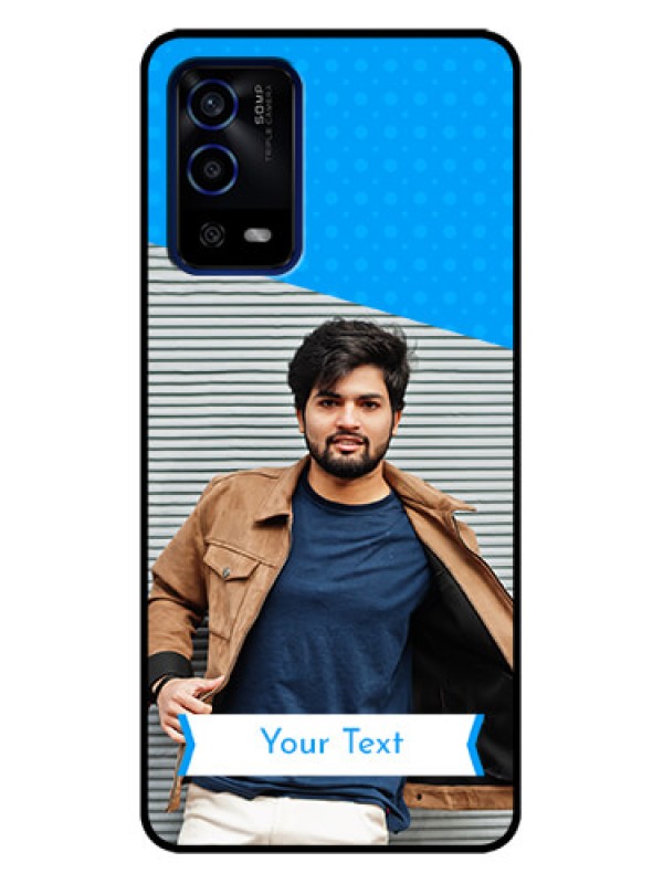 Custom Oppo A55 Custom Metal Phone Case - Simple Blue Color Design