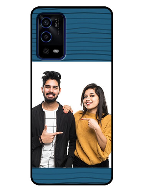 Custom Oppo A55 Custom Metal Phone Case - Blue Pattern Cover Design