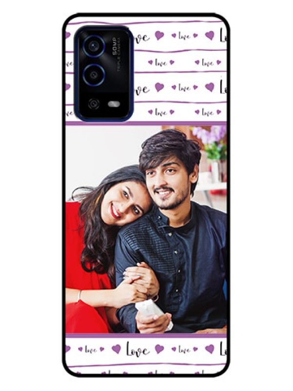 Custom Oppo A55 Custom Metal Phone Case - Couples Heart Design