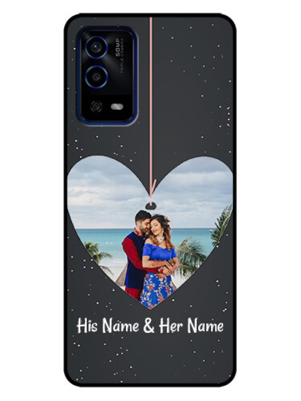 Custom Oppo A55 Custom Metal Phone Case - Hanging Heart Design