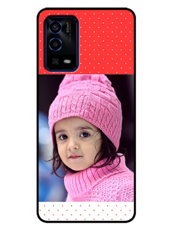 Custom Oppo A55 Custom Metal Phone Case - Red Pattern Design