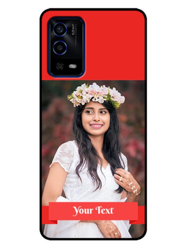 Custom Oppo A55 Custom Metal Phone Case - Simple Red Color Design