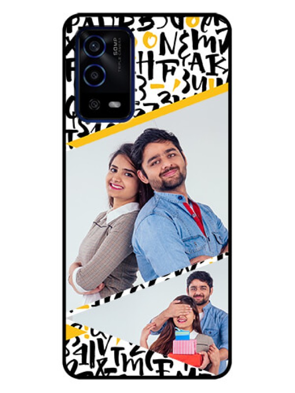 Custom Oppo A55 Custom Metal Phone Case - Letters Pattern Design