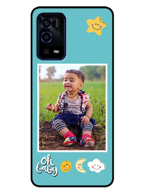 Custom Oppo A55 Custom Metal Phone Case - Smiley Kids Stars Design