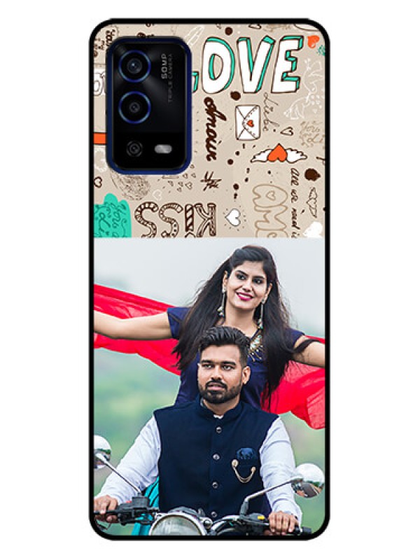 Custom Oppo A55 Custom Metal Phone Case - Love Doodle Pattern