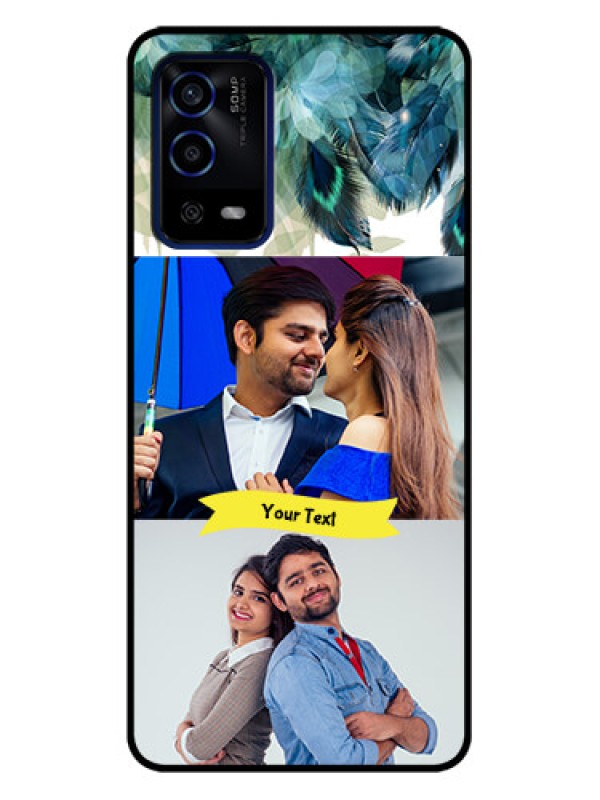 Custom Oppo A55 Custom Metal Phone Case - Image With Boho Peacock Feather Design