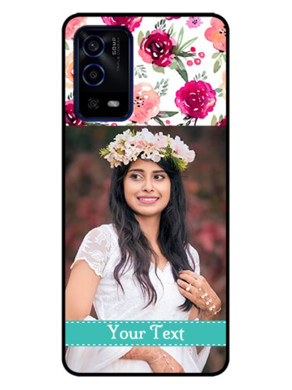 Custom Oppo A55 Custom Metal Phone Case - Water Colors Floral Design