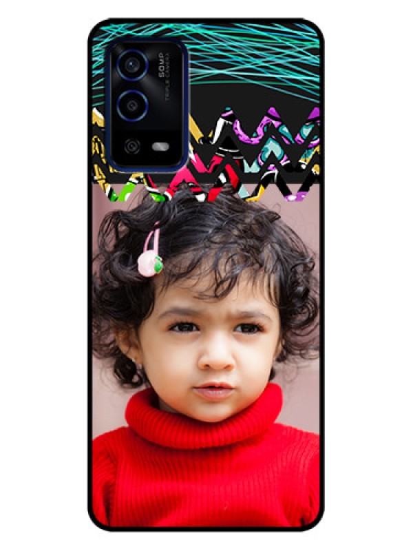 Custom Oppo A55 Custom Metal Phone Case - Neon Abstract Design