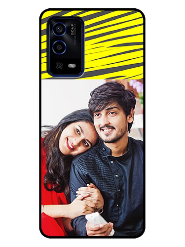 Custom Oppo A55 Custom Metal Phone Case - Yellow Abstract Design