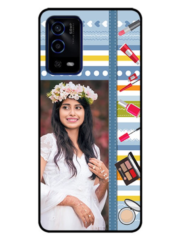 Custom Oppo A55 Custom Metal Phone Case - Makeup Icons Design