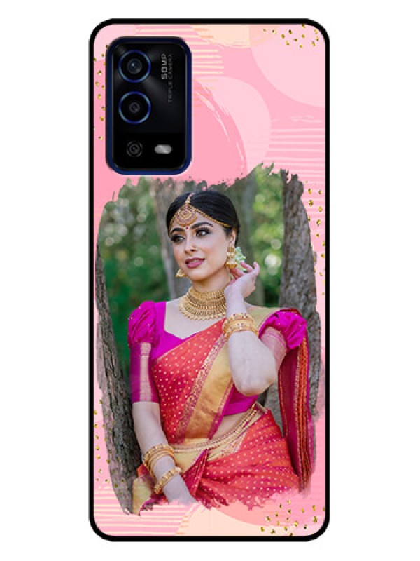 Custom Oppo A55 Custom Metal Phone Case - Gold Glitter Splash Design