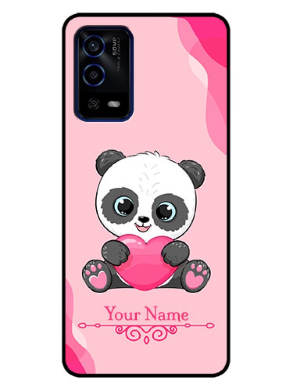 Custom Oppo A55 Custom Metal Phone Case - Cute Panda Design