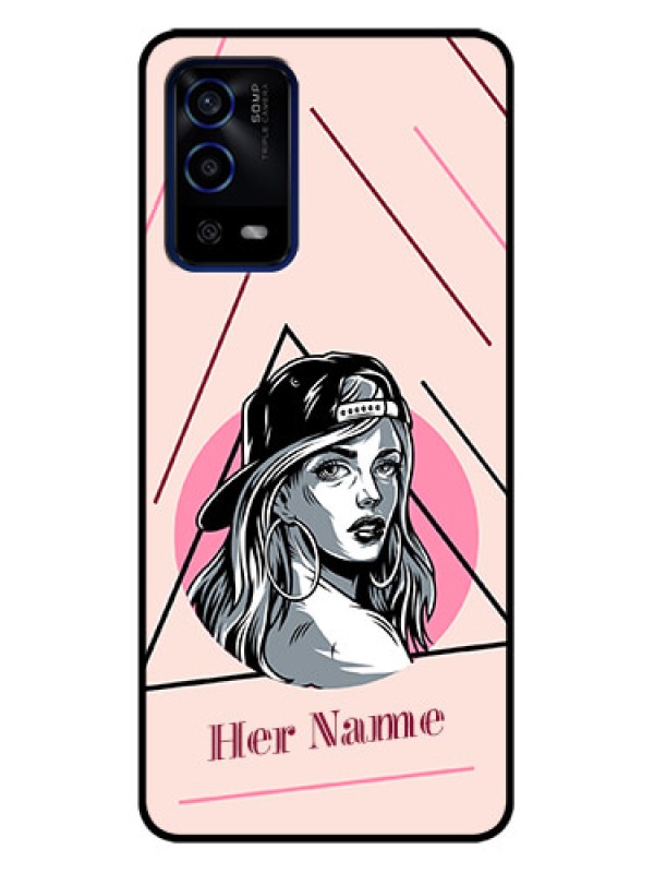 Custom Oppo A55 Custom Metal Phone Case - Rockstar Girl Design