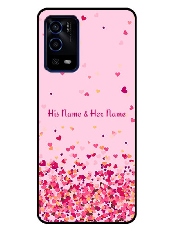 Custom Oppo A55 Custom Metal Phone Case - Floating Hearts Design