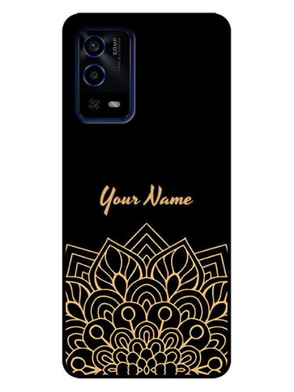 Custom Oppo A55 Custom Metal Phone Case - Golden Mandala Design