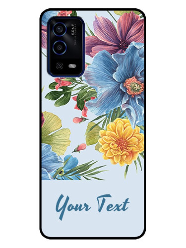 Custom Oppo A55 Custom Metal Phone Case - Stunning Watercolored Flowers Painting Design