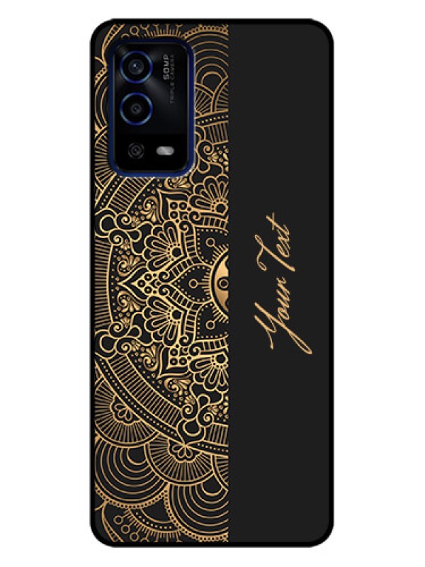 Custom Oppo A55 Custom Metal Phone Case - Mandala Art With Custom Text Design