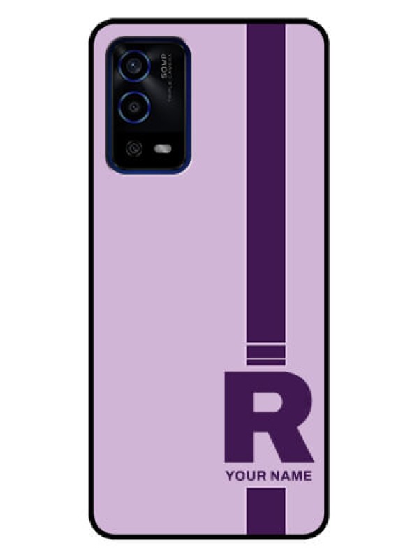 Custom Oppo A55 Custom Metal Phone Case - Simple Dual Tone Stripe With Name Design