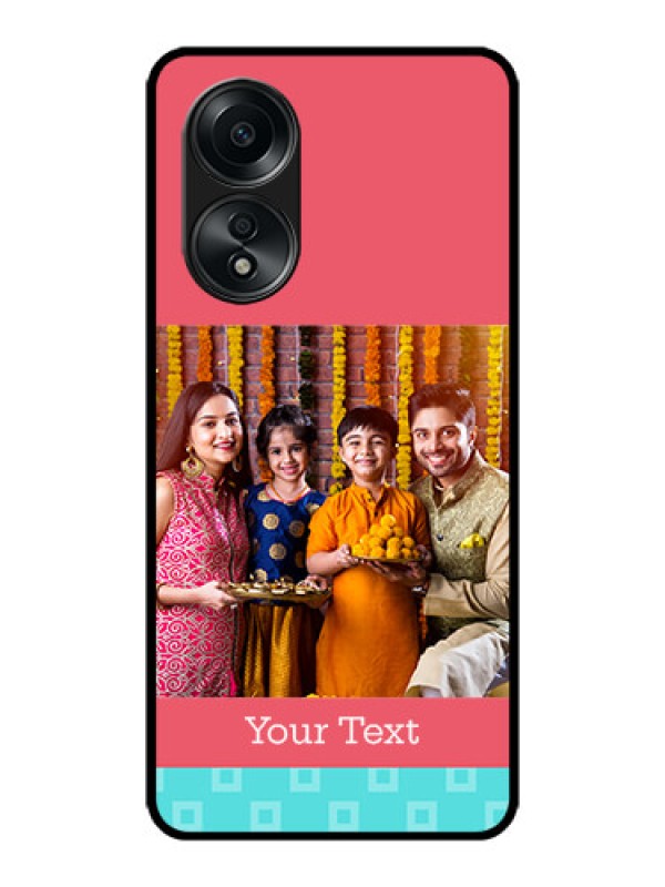 Custom Oppo A58 Custom Metal Phone CasePeach and Blue Color Design