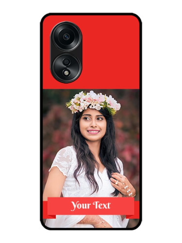 Custom Oppo A58 Custom Metal Phone CaseSimple Red Color Design