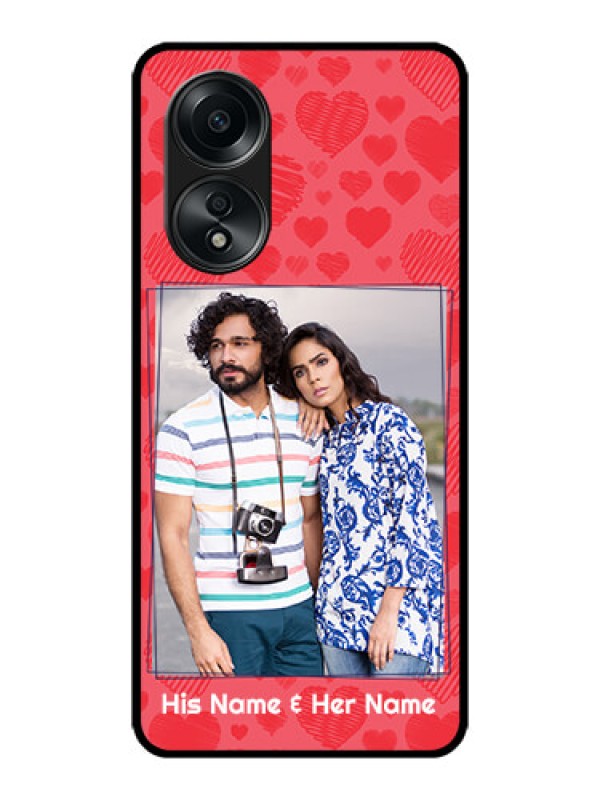 Custom Oppo A58 Custom Metal Phone CaseWith Red Heart Symbols Design