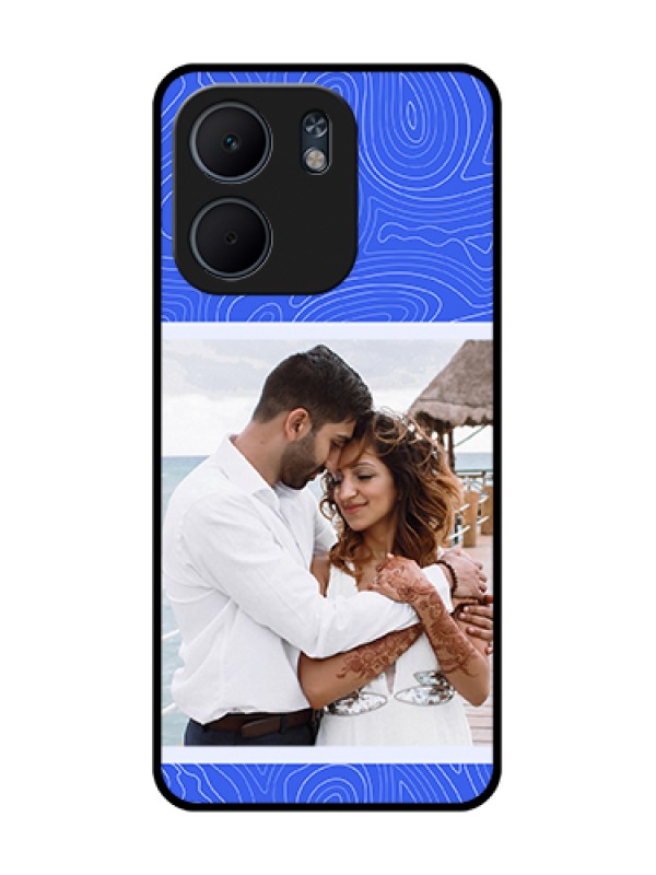 Custom Oppo A5X 4G Custom Metal Phone Case - Curved Line Art With Blue And White Design