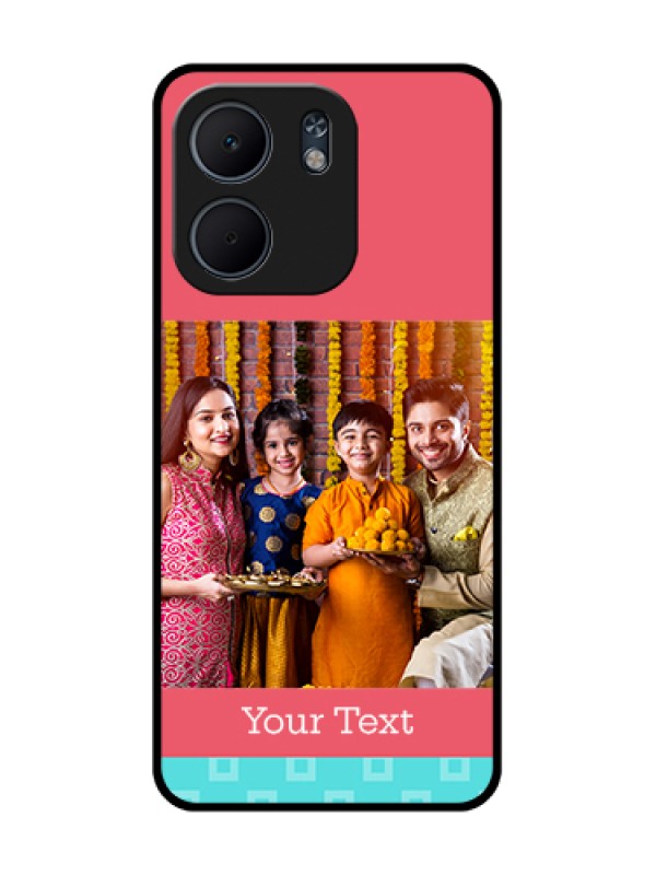 Custom Oppo A5X 5G Custom Metal Phone Case - Peach & Blue Color Design