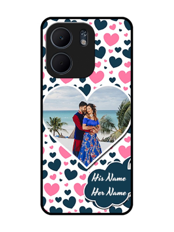 Custom Oppo A5X 5G Custom Metal Phone Case - Pink & Blue Heart Design