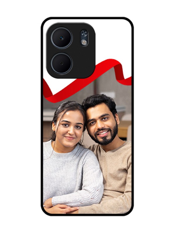 Custom Oppo A5X 5G Custom Metal Phone Case - Red Ribbon Frame Design