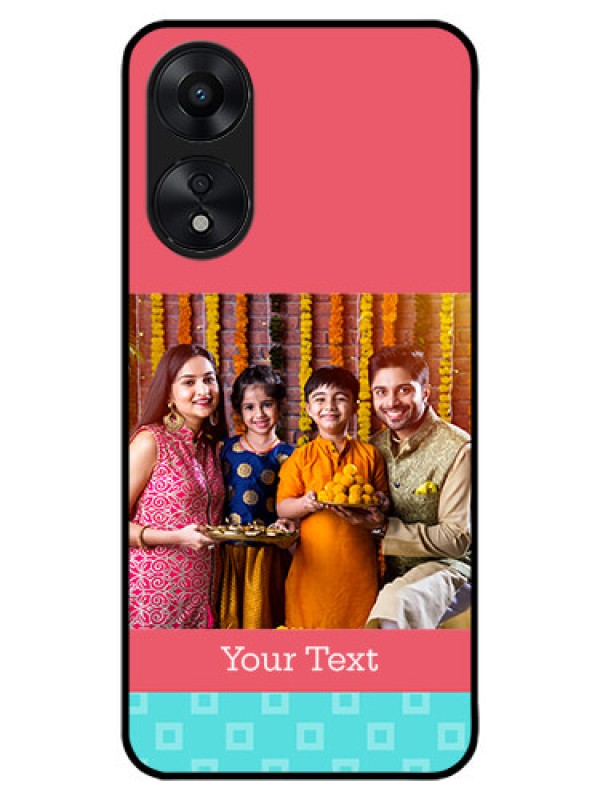 Custom Oppo A78 5G Custom Metal Phone Case - Peach and Blue Color Design