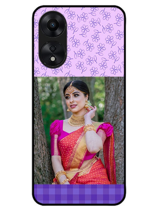 Custom Oppo A78 5G Custom Metal Phone Case - Purple Floral Design