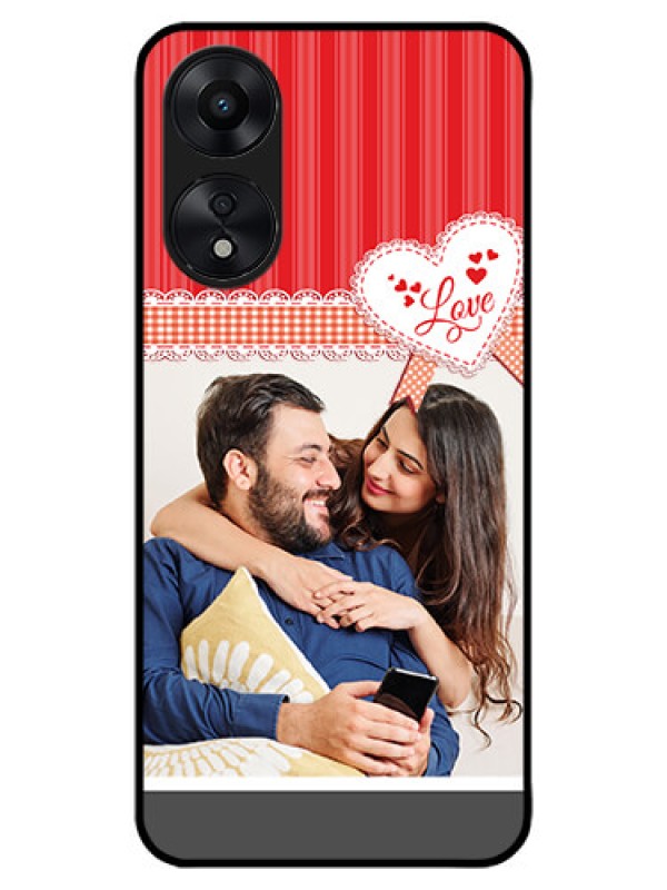 Custom Oppo A78 5G Custom Metal Phone Case - Red Love Pattern Design
