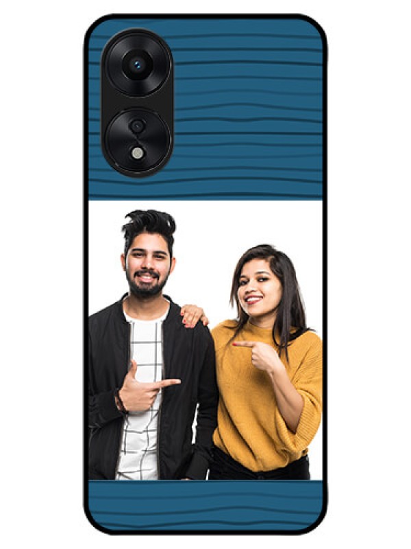 Custom Oppo A78 5G Custom Metal Phone Case - Blue Pattern Cover Design