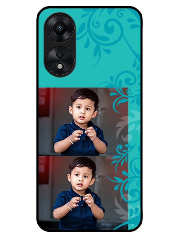 Custom Oppo A78 5G Custom Metal Phone Case - With Photo And Green Floral Design