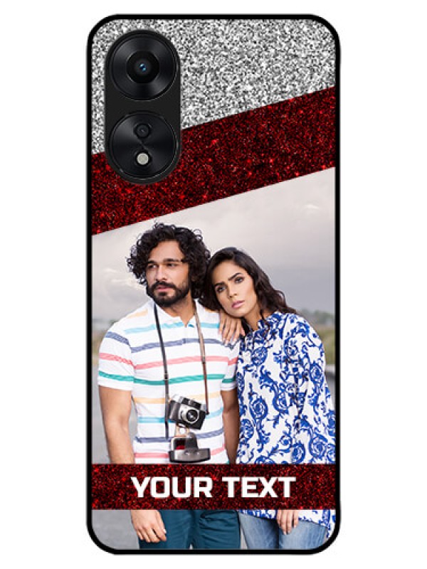 Custom Oppo A78 5G Custom Metal Phone Case - Image Holder With Glitter Strip Design