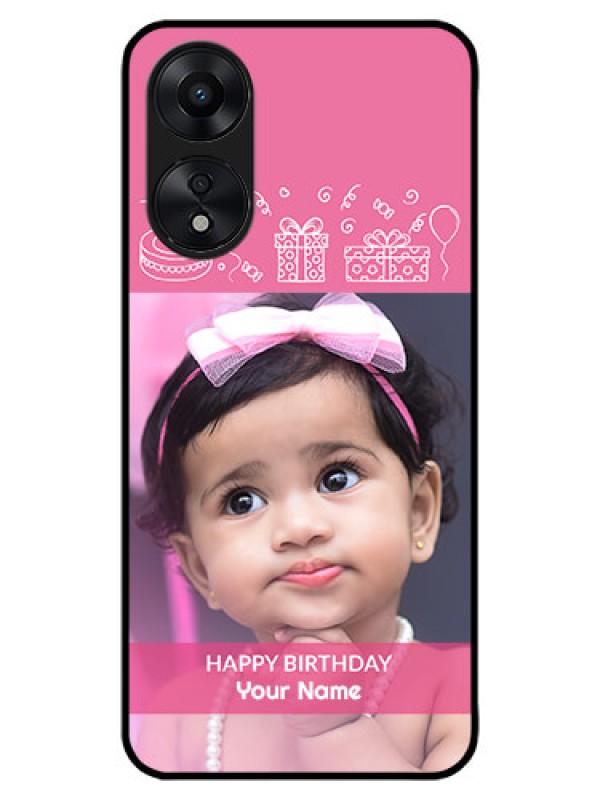 Custom Oppo A78 5G Custom Metal Phone Case - With Birthday Line Art Design