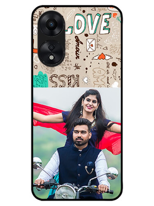 Custom Oppo A78 5G Custom Metal Phone Case - Love Doodle Pattern