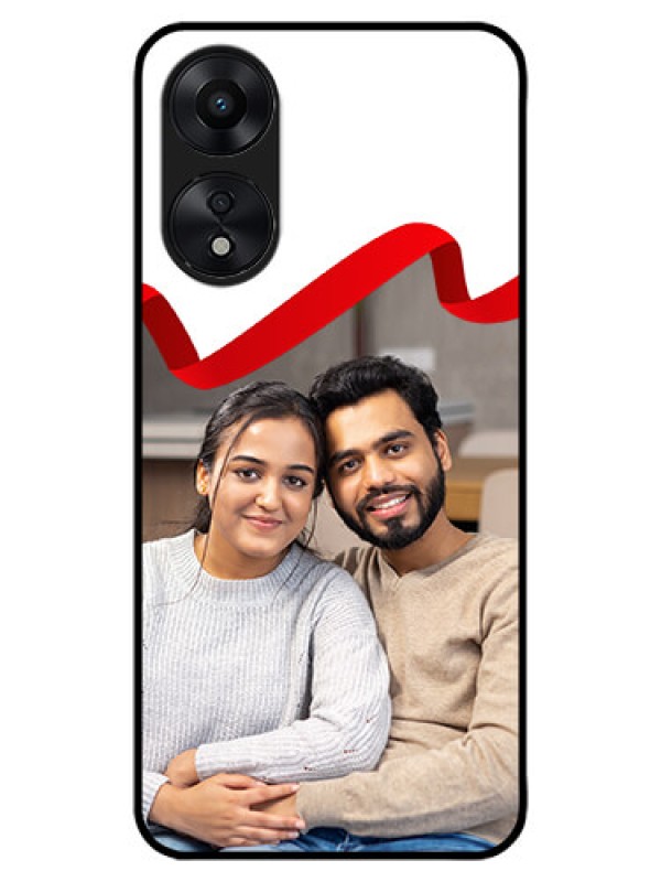 Custom Oppo A78 5G Custom Metal Phone Case - Red Ribbon Frame Design