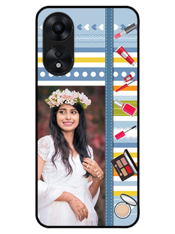 Custom Oppo A78 5G Custom Metal Phone Case - Makeup Icons Design