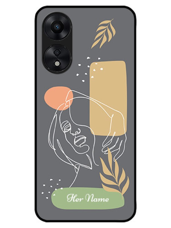 Custom Oppo A78 5G Custom Metal Phone Case - Gazing Woman Line Art Design