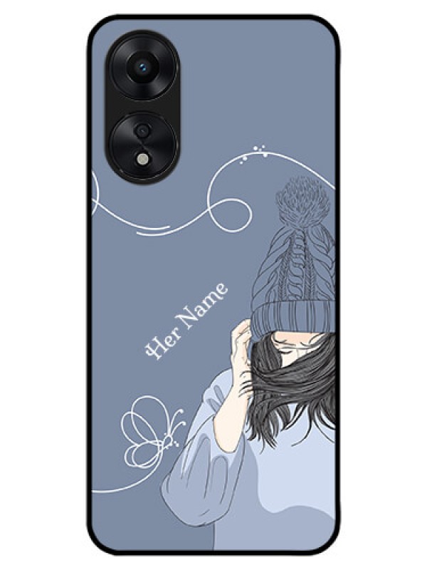 Custom Oppo A78 5G Custom Metal Phone Case - Girl In Winter Outfit Design