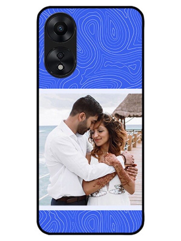 Custom Oppo A78 5G Custom Metal Phone Case - Curved Line Art With Blue And White Design