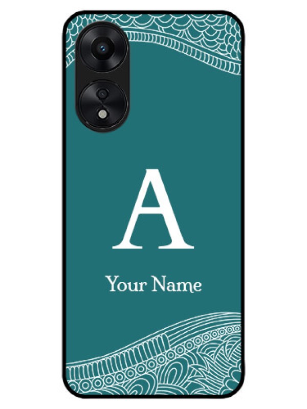 Custom Oppo A78 5G Custom Metal Phone Case - Line Art Pattern With Custom Name Design