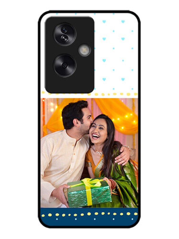 Custom Oppo A79 5G Custom Metal Phone Case - White And Blue Abstract Design