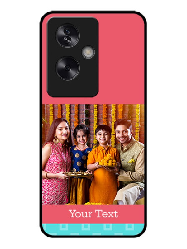 Custom Oppo A79 5G Custom Metal Phone Case - Peach and Blue Color Design