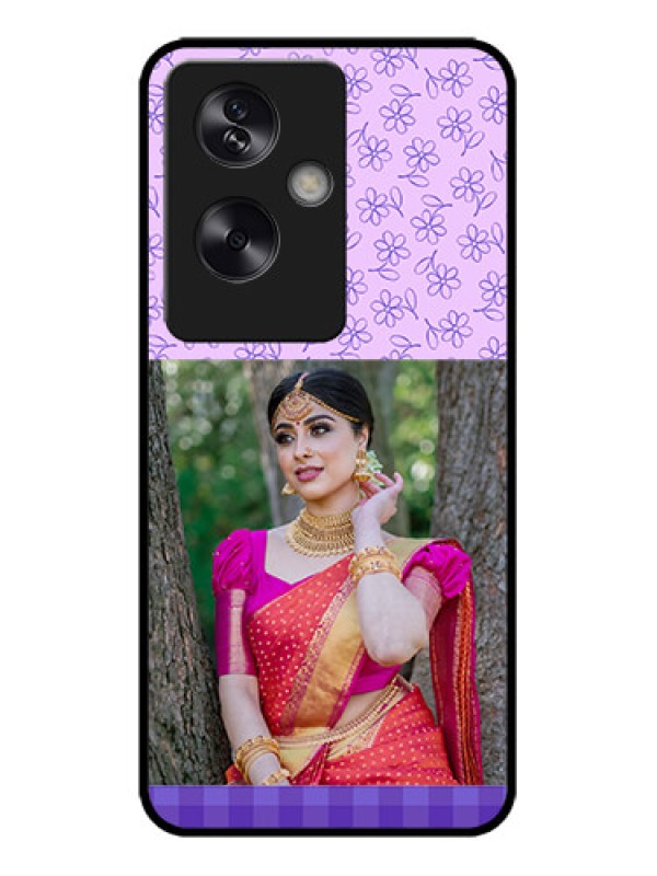 Custom Oppo A79 5G Custom Metal Phone Case - Purple Floral Design