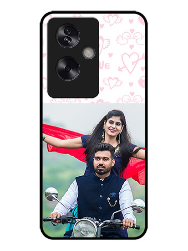 Custom Oppo A79 5G Custom Metal Phone Case - Pink Flying Heart Design