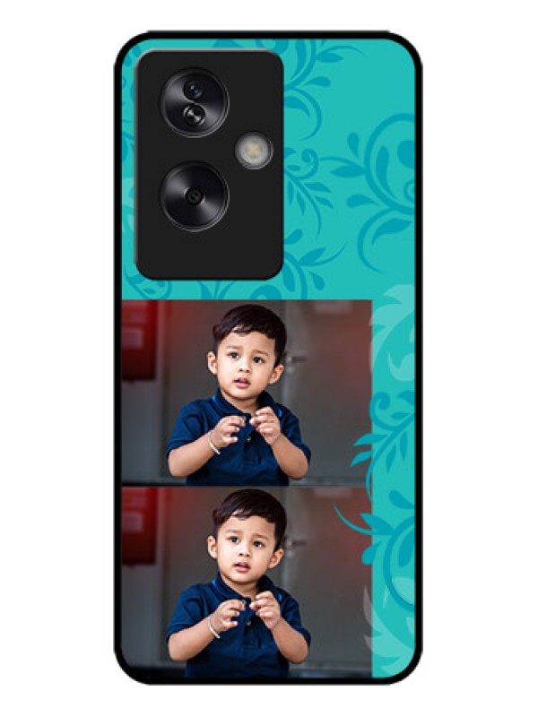 Custom Oppo A79 5G Custom Metal Phone Case - With Photo And Green Floral Design