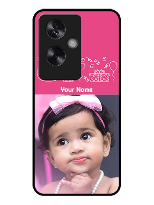 Custom Oppo A79 5G Custom Metal Phone Case - With Birthday Line Art Design