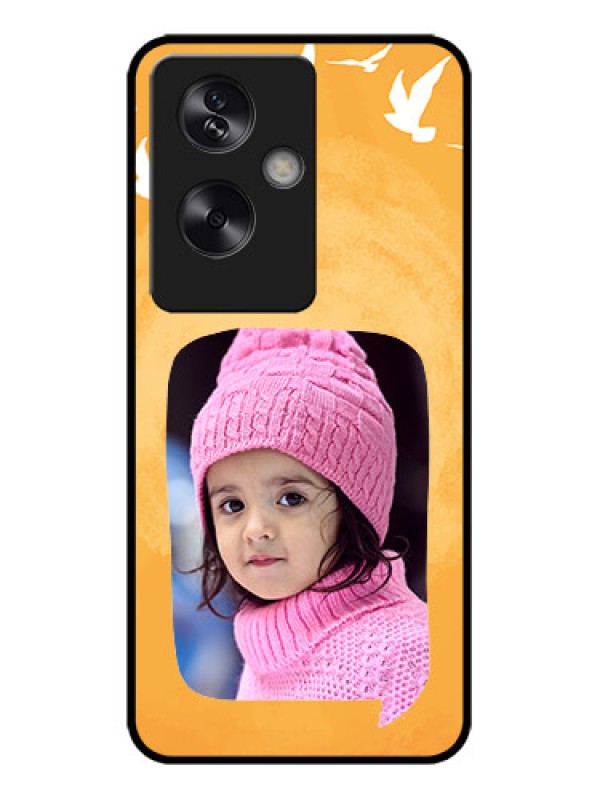 Custom Oppo A79 5G Custom Metal Phone Case - Water Color Design With Bird Icons